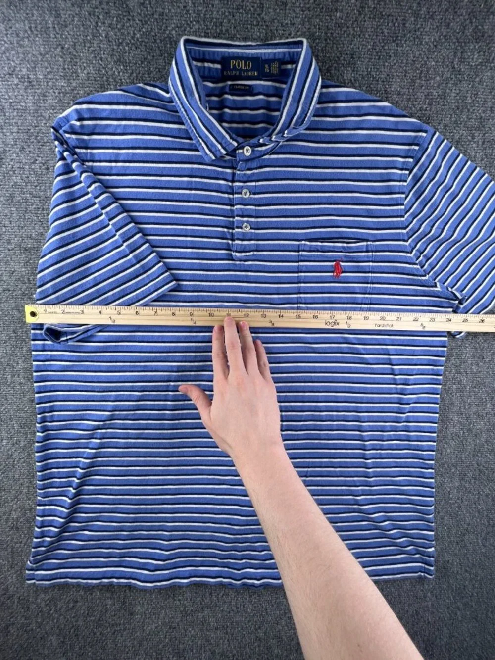Polo Ralph Lauren Polo Shirt Short Sleeve XL Blue Striped Classic Fit Lightweigh